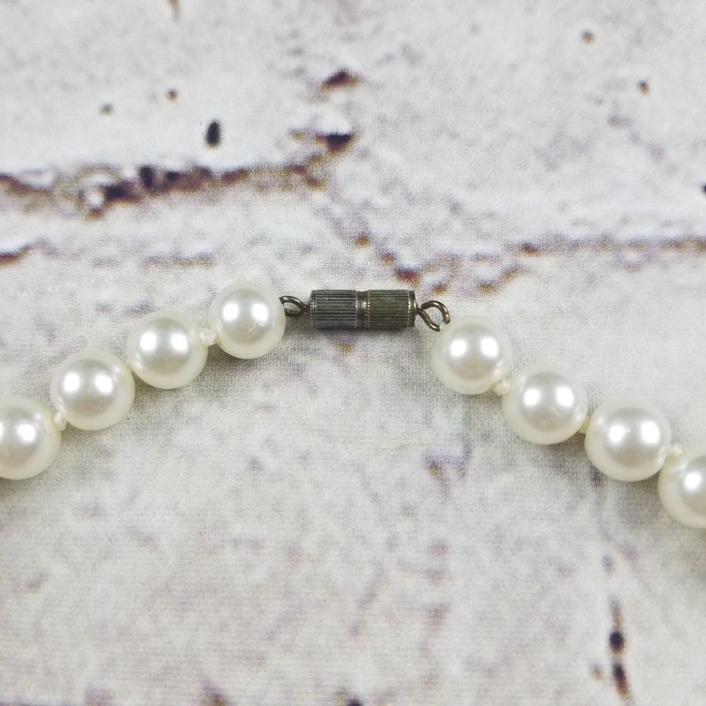 Faux Pearl Necklace Vintage Flapper Bride Preppy Classic Jewelry Wedding Fancy - Picture 3 of 3